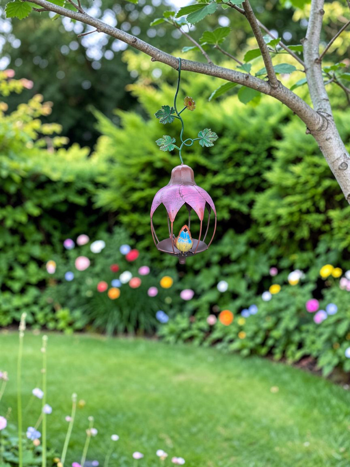Hang Voerbak open Roze tuindecoratie – sfeerbeeld