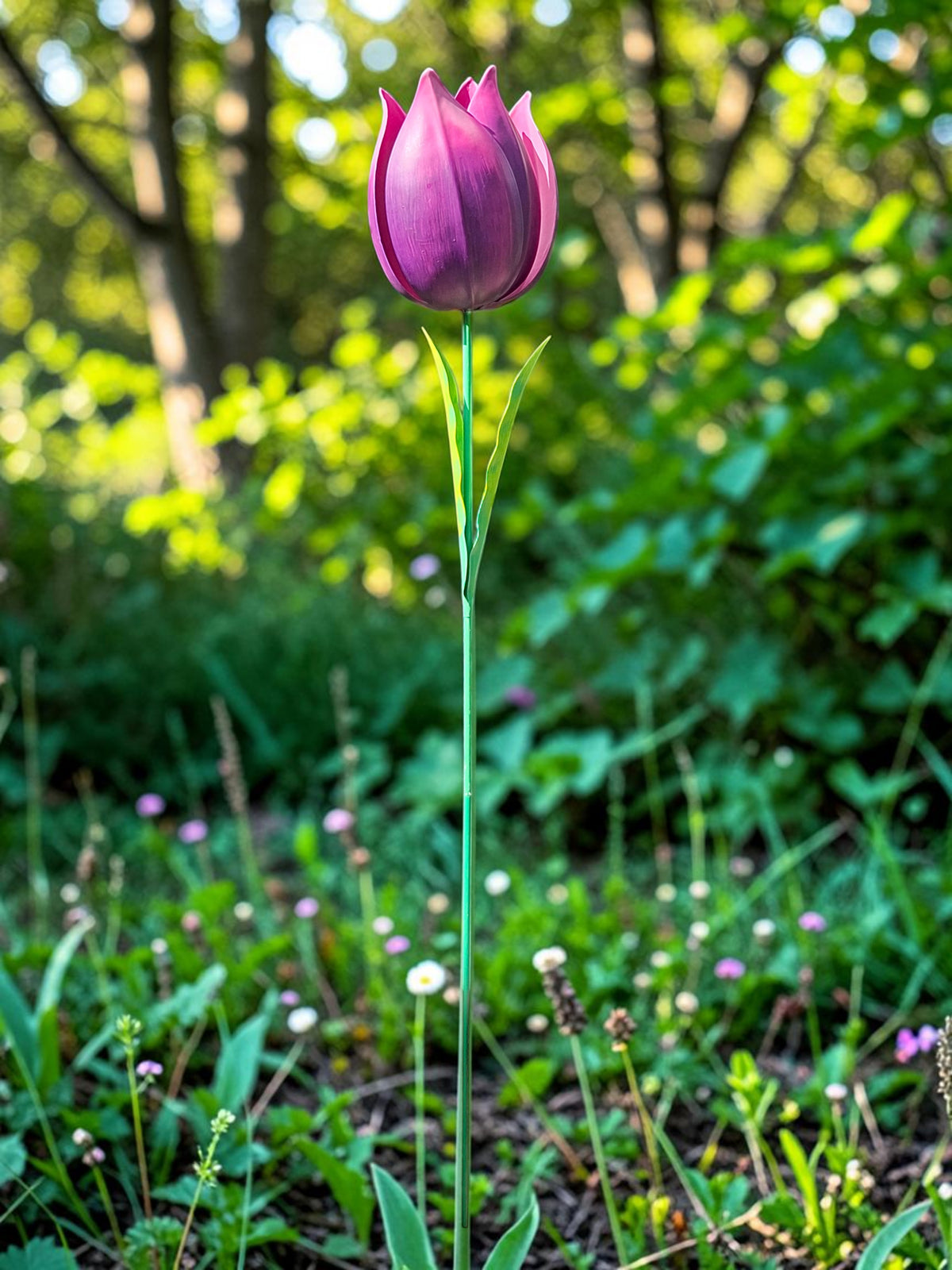 Paarse Tulp tuindecoratie – sfeerbeeld